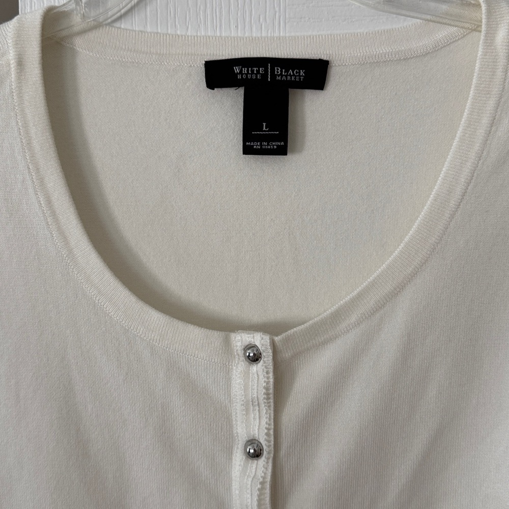 White House Cute Black Market Ivory Button-Front Sweater